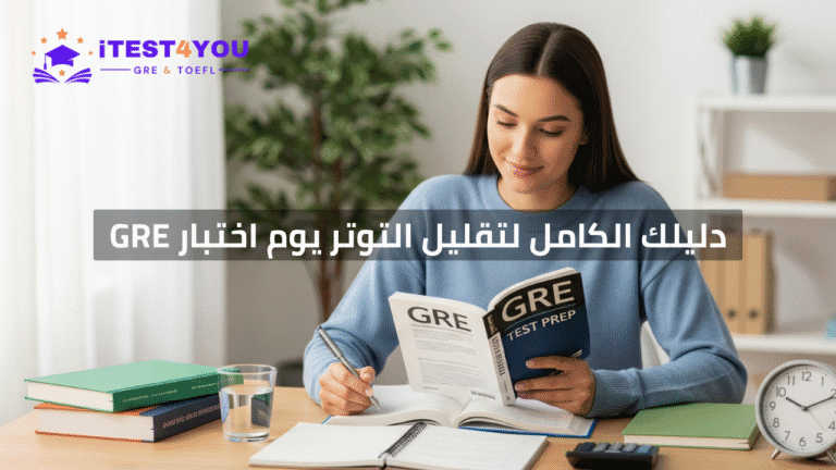 طالبة تدرس و تستعد بهدوء وتركيز من أجل التحضير لاختبار GRE