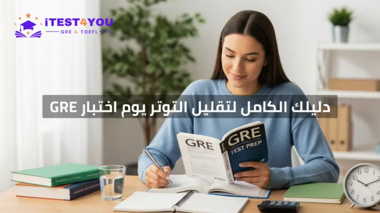 طالبة تدرس و تستعد بهدوء وتركيز من أجل التحضير لاختبار GRE